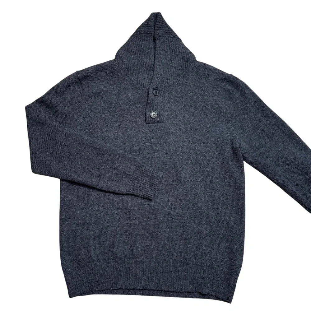 J.Crew Shawl Collar 100% Merino Wool Grey Sweater Size M